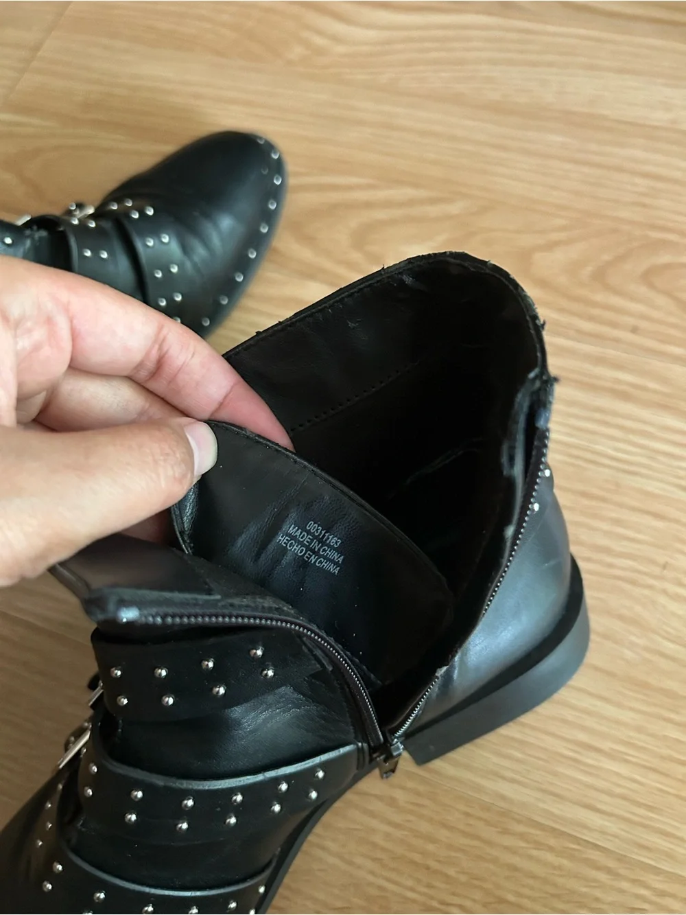 Forever 21 Black Metal Studded Low Top Boots Size 7